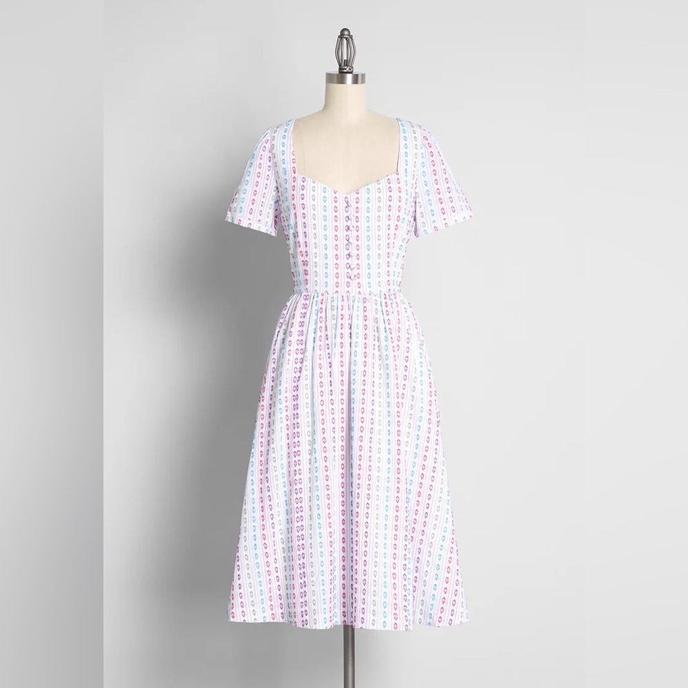 ModCloth fabulous fit and flare embroidered shirt dress vintage pinup retro chic